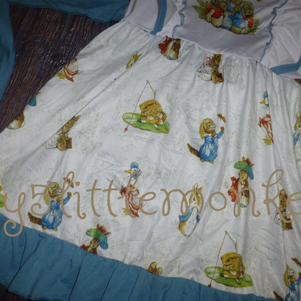 Peter Rabbit Easter Bunny Girls Boutique Dress - Picture 3 of 5